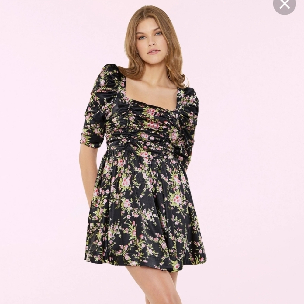 Nwt Revolve likely 4 floral satin babydoll brandie mini dress